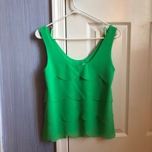Green, scallop detail, sleeveless blouse